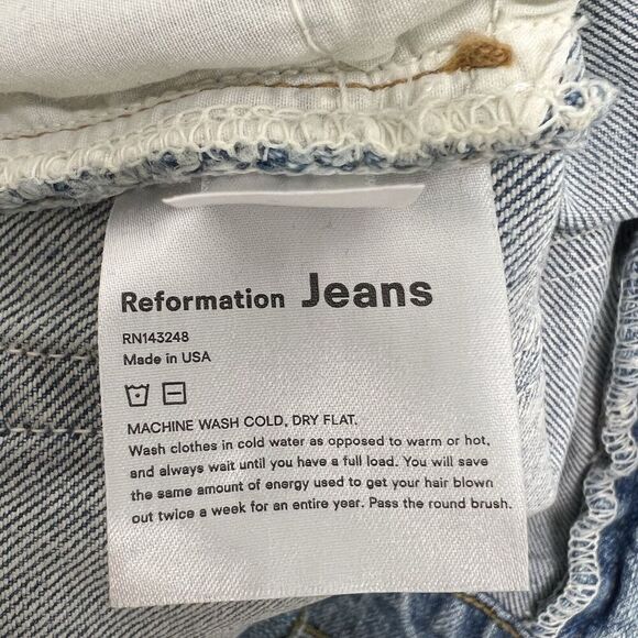 Reformation Liza High Rise Straight Cropped Jeans Montego Destroyed Size 28 - Picture 10 of 10